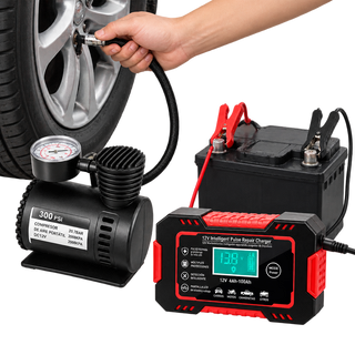 Combo Compresor aire + Cargador bateria