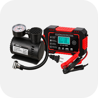 Combo Compresor aire + Cargador bateria