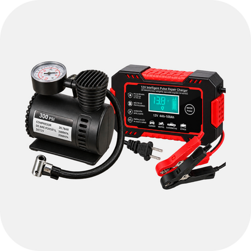 Combo Compresor aire + Cargador bateria
